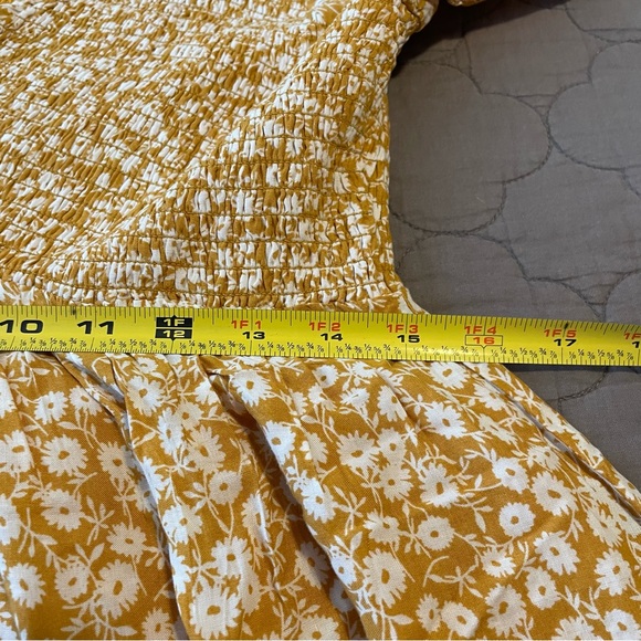 Maternity yellow ruffle smocked dress, size large - Picture 9 of 12